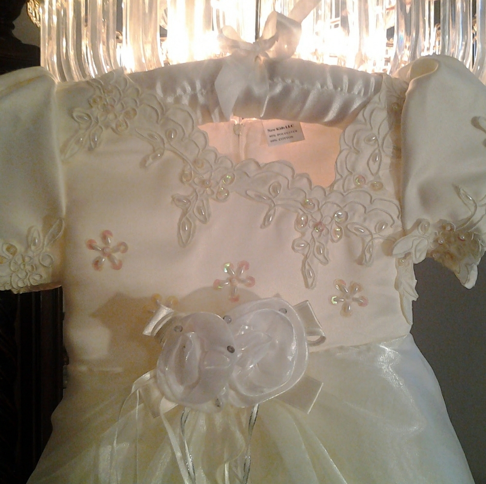NEW LLC LITTLE GIRLS EGGSHELL DRESS SEED BEADED 3T